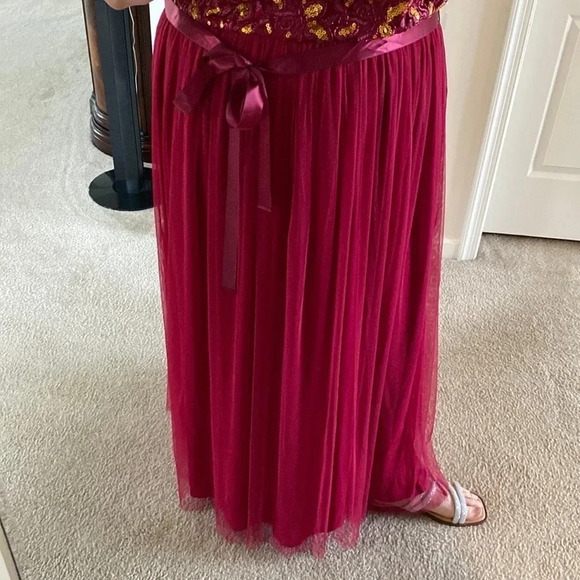 Candalite Plus Size Sequin gold Burgundy Formal Gown plus size size 2X - Picture 8 of 16